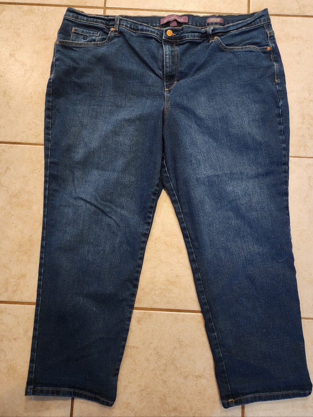 Gloria Vanderbilt Amanda Womens Plus 24 Short High Rise Straight Denim Jeans 24W